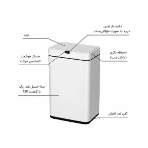 سطل زباله 13لیتری باسنسور پایه دار با سطل داخلی مدل HTD112-13L پرایم PRIME 