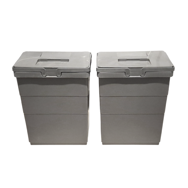 سطل زباله دو تایی آرام بند یونیت 45 2*30 لیتری زیر کابینتی با کاور مدل HKT02 پرایم PRIME 