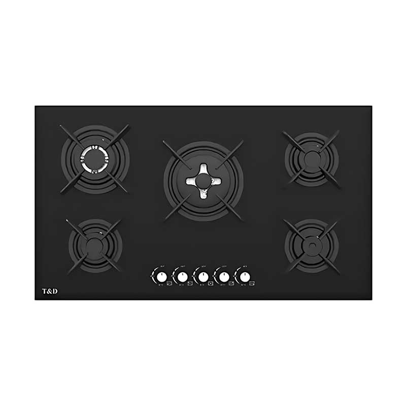 اجاق گاز شیشه 5 شعله مدل TDG502ED تی اند دی T&D 