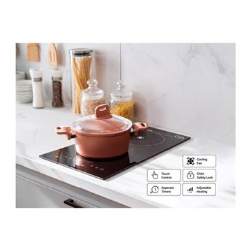 تصویر اجاق گاز شیشه ای برقی 2 شعله مدل T2-V02 دی اس تیDST