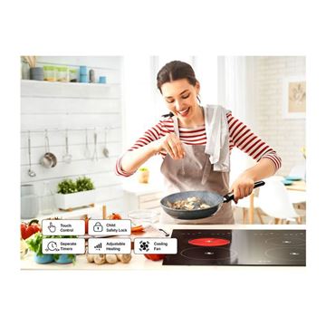 تصویر اجاق گاز شیشه ای برقی 4 شعله مدل T4-02 دی اس تی DST