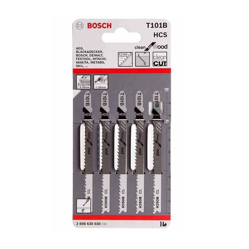 تصویر  ست تیغه چوب اره عمود بر کوتاه سری 5 عددی مدل T101B بوش BOSCH