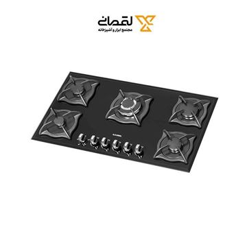 اجاق گاز شیشه ای برقی 5 شعله تایمر دار هلالی مدل G503-T ایلیا استیل-01