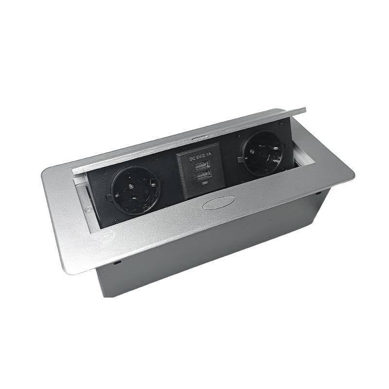 پریز برق مستطیلی تو کار 2 پریز 2 سوکت سیلور GATPRO
