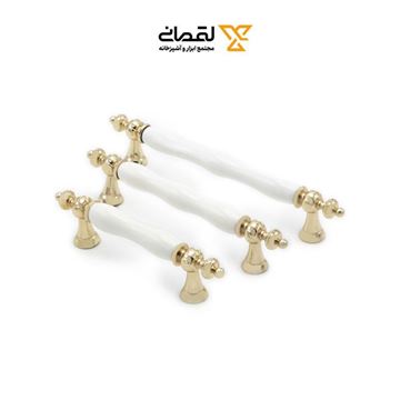 دستگیره کابینتی دو پیچ طلایی سفید کد 9187 ناندل NANDEL-02