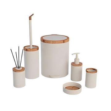 سرویس 6 پارچه طرح چوب ماربل کرم مات روشن مدل روشا هارمونی-1