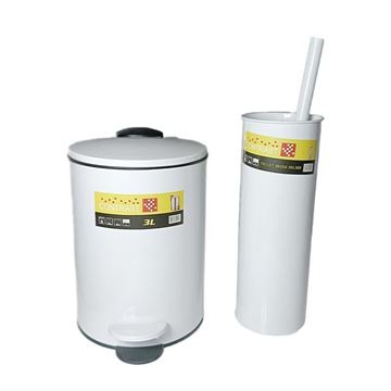 سطل و برس 3 لیتری فلزی درب تخت سفید 1147W کنتراست CONTRAST