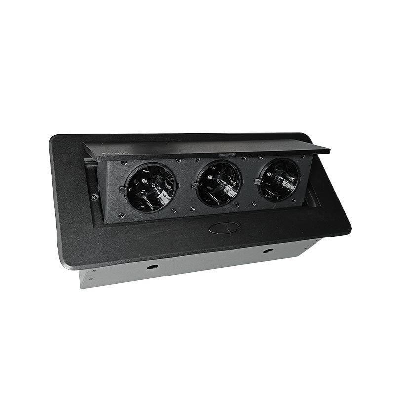 پریز برق مستطیلی تو کار 3 پریز مشکی کد 3G-1070 پلاتین PLATIN