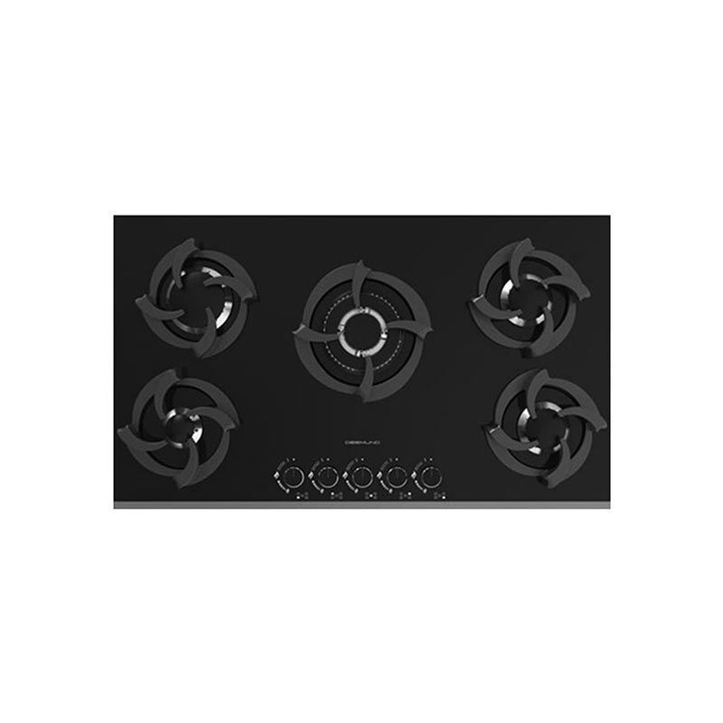  اجاق گاز 5 شعله شیشه ای پلوپز وسط قارچی مدل G565 دیموند DEEMUND