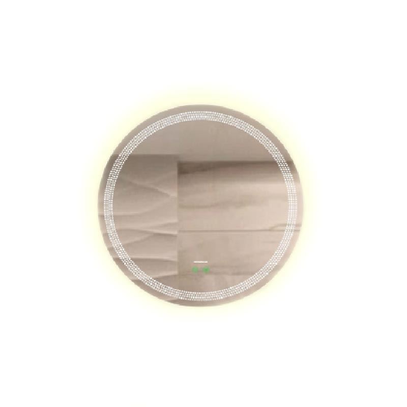 آینه ضد بخار بدون قاب نقطه ای دایره نور مهتابی سایز 70 گلسموند GLASS MOND