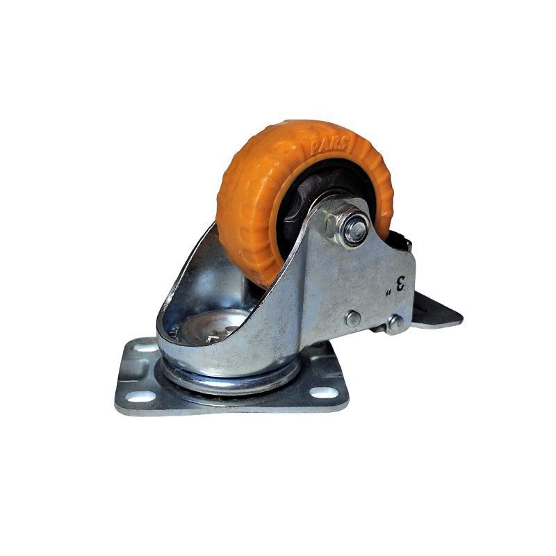 چرخ کفی 75 ترمزدار نارنجی پایه کروم پارس PARS