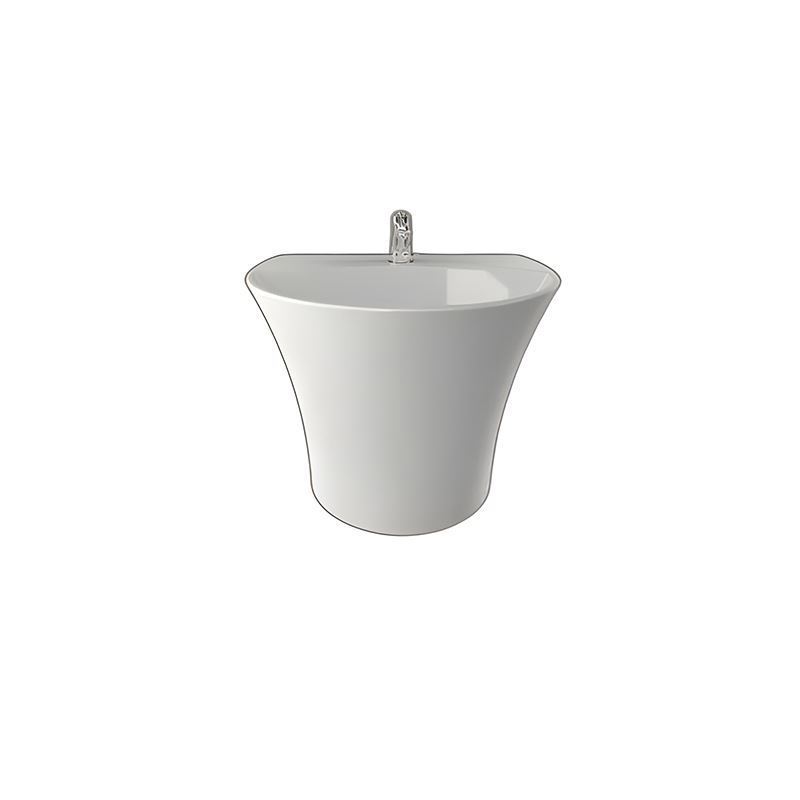 سنگ روشویی مدل رومنس نیم پایه سفید ساده گلسار GOLSAR-01