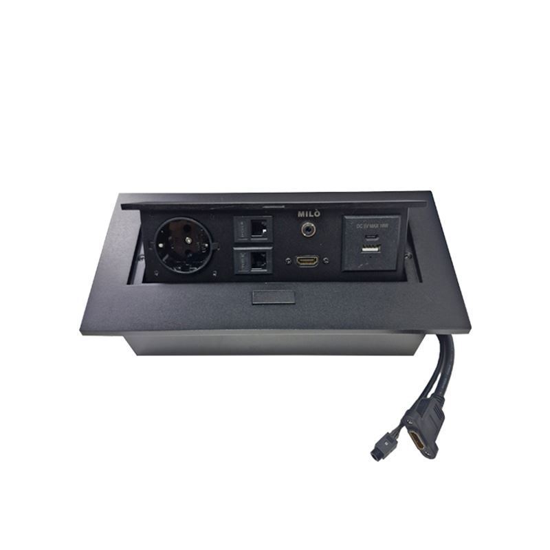 تصویر  پریز برق مستطیل تو کار مشکی کد 1022 میلو MILO