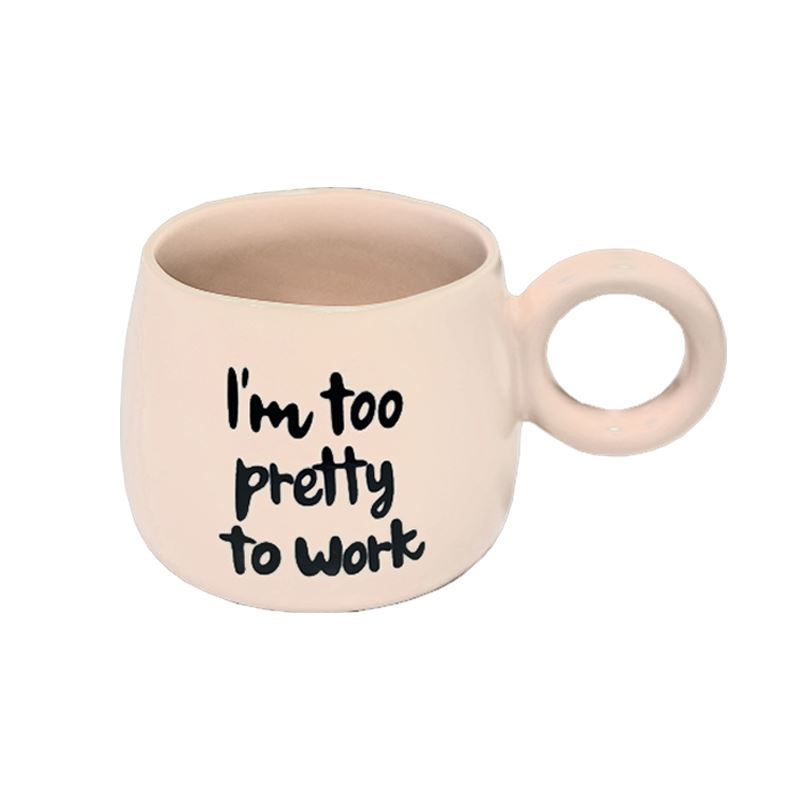 تصویر  ماگ دسته گرد صورتی 440 میل